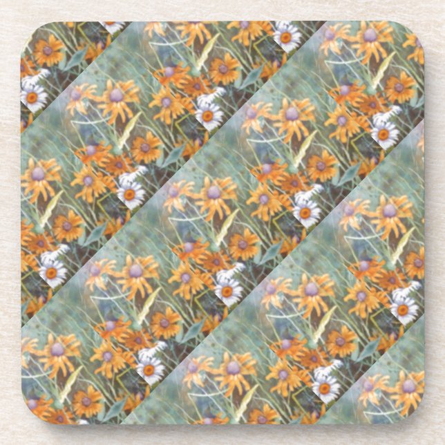 "Blume Field #1 Tiled Pattern" Blumenmuster-Unters Getränkeuntersetzer (Vorderseite)
