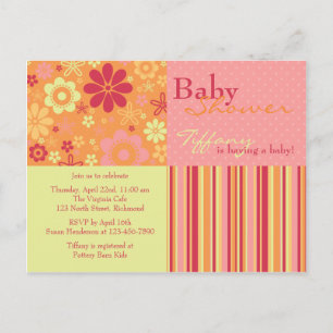 Blume Fizz Pink & Orange ・ Kinderdusche Einladung