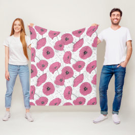 Blume-Fleecedecke aus Mohn Fleecedecke