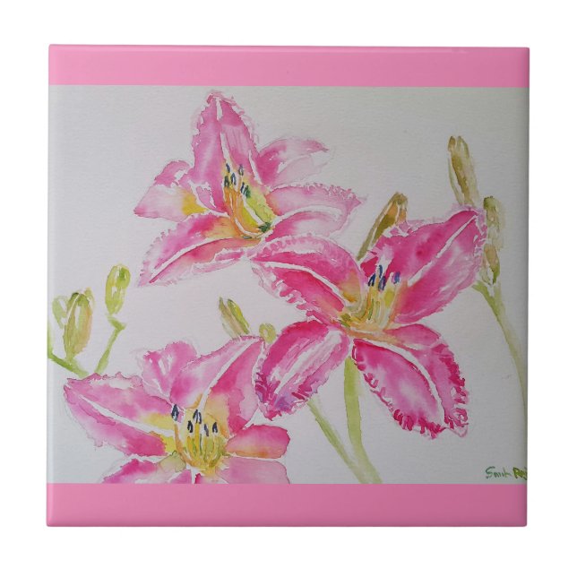 Blume Flora Keramik Tal Fliese (Vorderseite)
