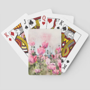 Blume Floral Aquarellfarbe Rosa Malerei Spielkarten
