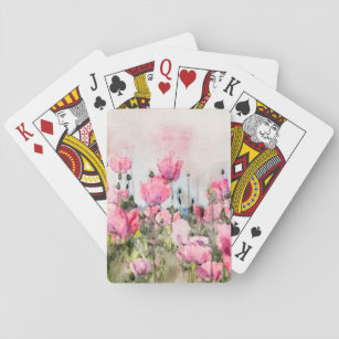 Blume Floral Aquarellfarbe Rosa Malerei Spielkarten