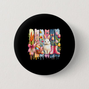 Blume Floral Frohe Ostern Hase Kaninchen Oster Has Button
