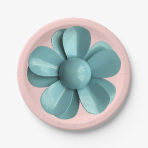 Blume Floral Frühling Sommer Hochzeit Blau Gänsebl Pappteller