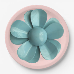 Blume Floral Frühling Sommer Hochzeit Rosa Blau Pappteller