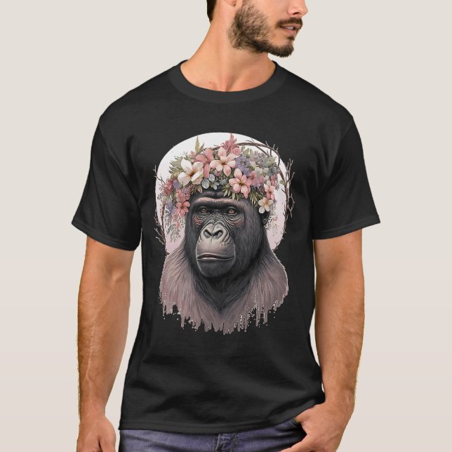 Blume Floral Gorilla T-Shirt (Vorderseite)
