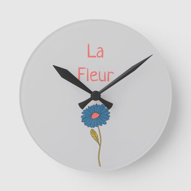 Blume "Floral La Fleur" Runde Wanduhr (Vorderseite)