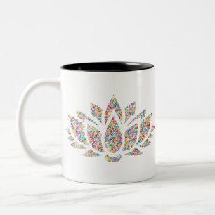 Blume Floral Lotus Pflanze Kreise Dosen Abstrakt Zweifarbige Tasse