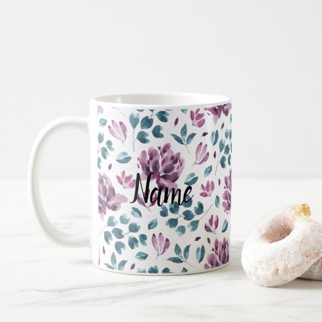 Blume Floral Schönes Muster Keramik Neuheit Kaffeetasse (Mit Donut)