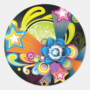 BLUME FLORAL STARS WIRBEL FORMEN HIPPIE SURF STYL RUNDER AUFKLEBER