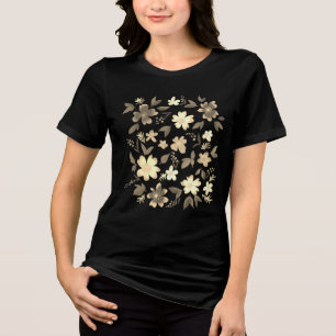 Blume, florale Sepi-Farben Tri-Blend Shirt