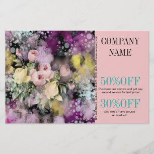 Blume Florenz Aquarell Rosa Blütenladen Flyer