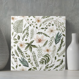 Blume Foliage Wasserfarbe Nahtlose Blumenmuster Fliese