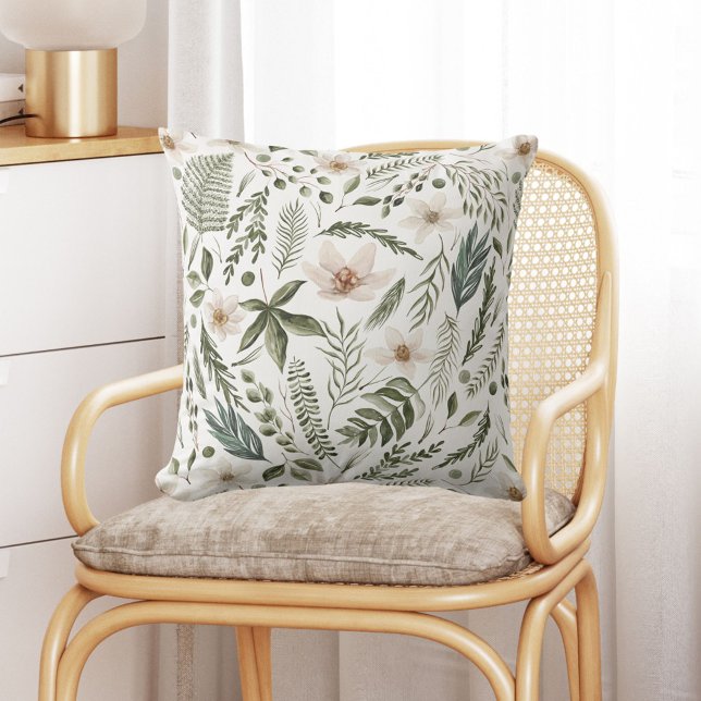 Blume Foliage Wasserfarbe Nahtlose Blumenmuster Kissen (In situIn situ)