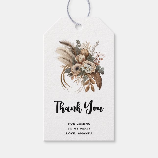 Blume Folien und Feathers Party Vielen Dank Geschenkanhänger (Vorderseite)