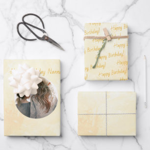 Blume Form Custom Foto Pastell Wasserfarbe Geschenkpapier Set