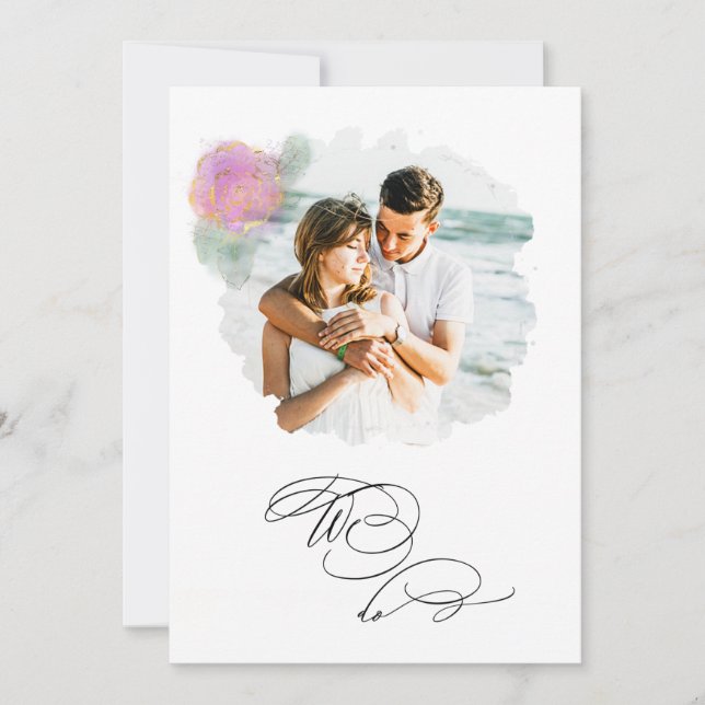 *~* Blume FOTO UAWG + QR AR6 ROSE Wedding Invit Einladung (Vorderseite)