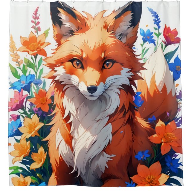 Blume Fox Duschvorhang (Vorderseite)