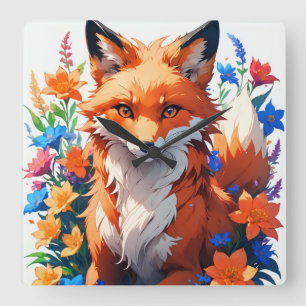 Blume Fox Quadratische Wanduhr
