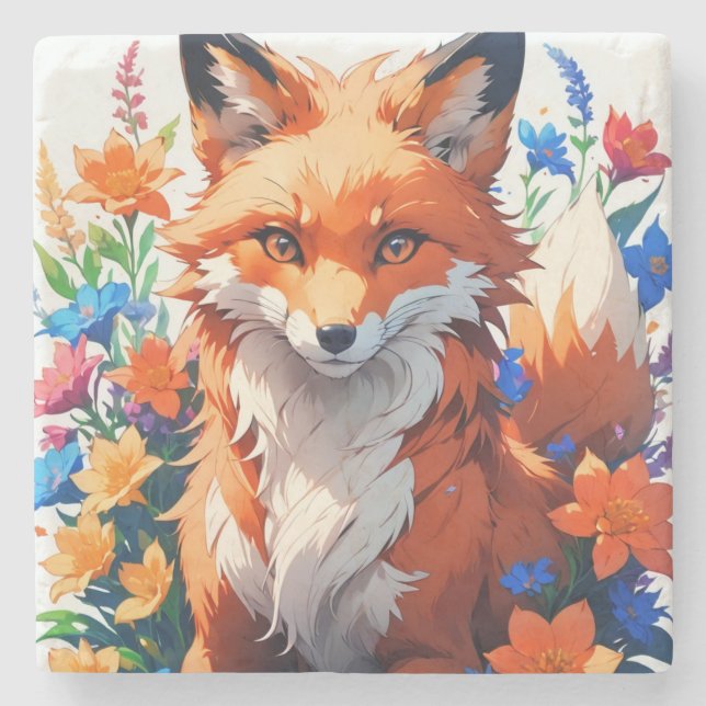 Blume Fox Steinuntersetzer (Vorderseite)