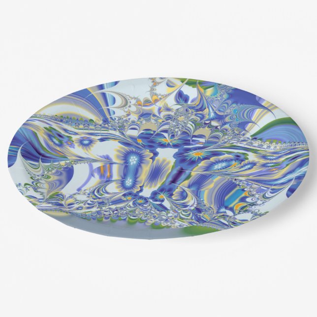 Blume Fraktal 03 Pappteller (Schrägansicht)