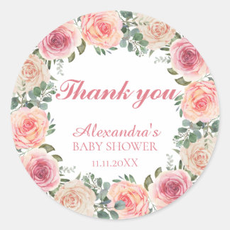 Blume Frame Baby Dusche Vielen Dank Runder Aufkleber
