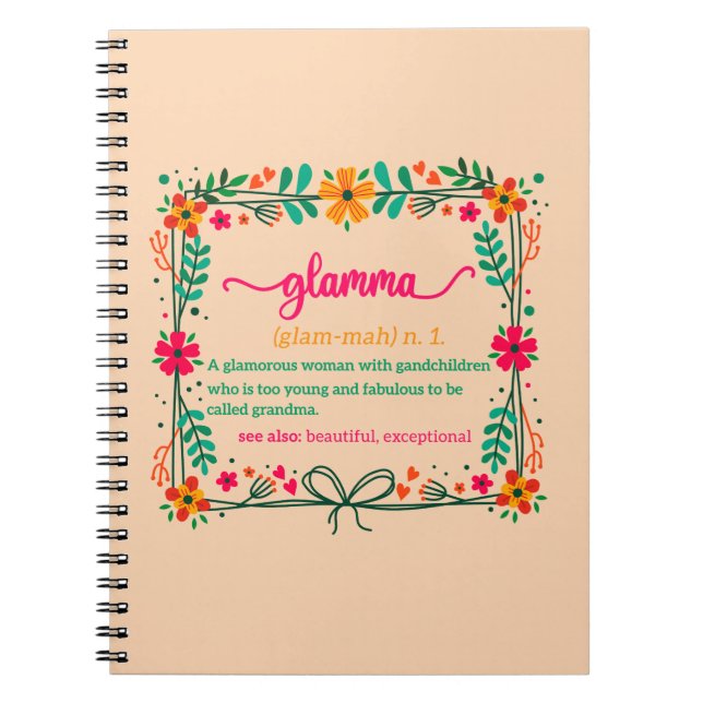 Blume Frame Glamma Oma Großmutter Definition Notizblock (Vorderseite)