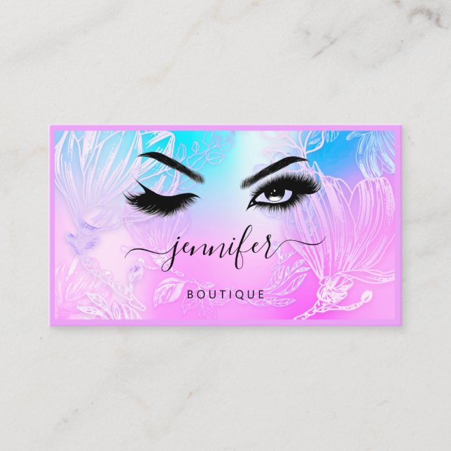 Blume Frame QR Code Benutzerdefiniertes Logo Lash  Visitenkarte (Vorderseite)