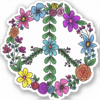 Blume Friedenszeichen Aufkleber