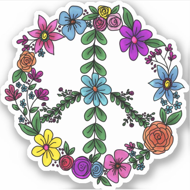 Blume Friedenszeichen Aufkleber (Vorderseite)