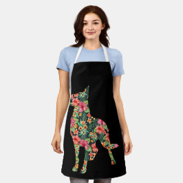 Blume Funny Dog Silhouette Floral Schürze
