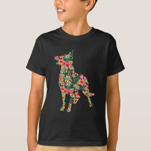 Blume Funny Dog Silhouette Floral T-Shirt