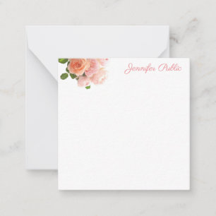 Blume für Aquarell-Rose Handgeschriebene Textvorla Mitteilungskarte