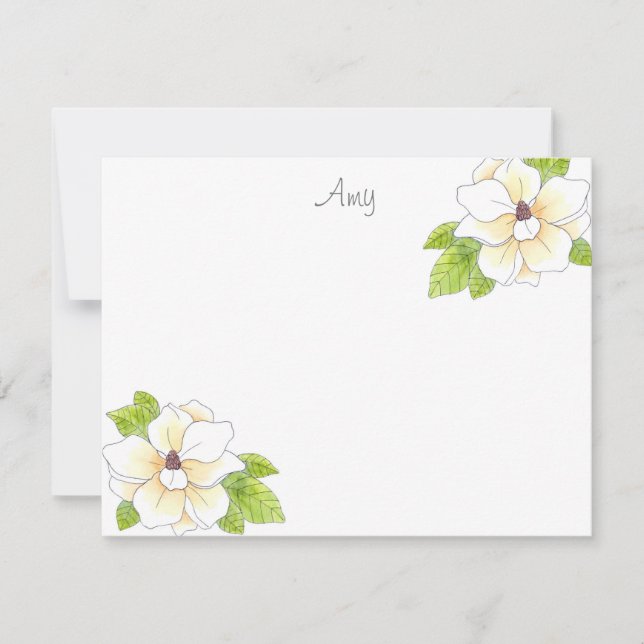 Blume für Aquarell und Pen Magnolia Mitteilungskarte (Vorderseite)