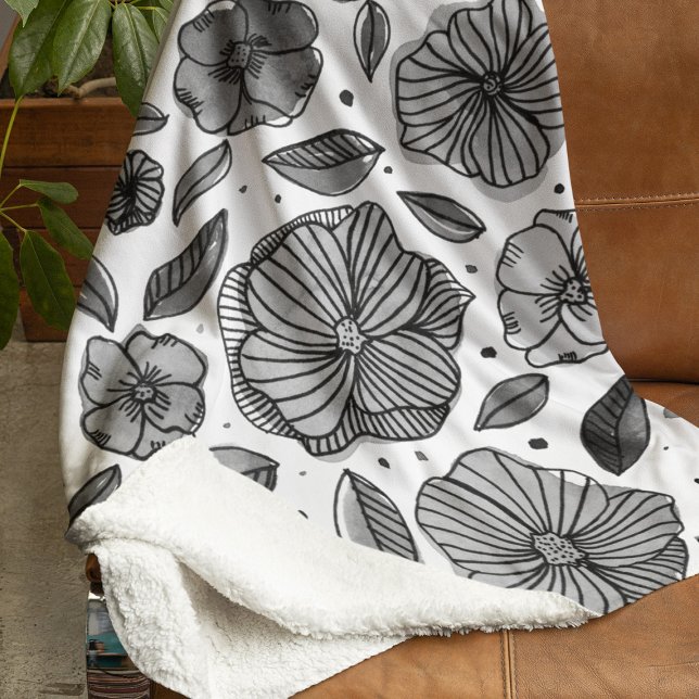 Blume für Aquarell und Tinte - Schwarzweiß Sherpadecke (Von Creator hochgeladen)