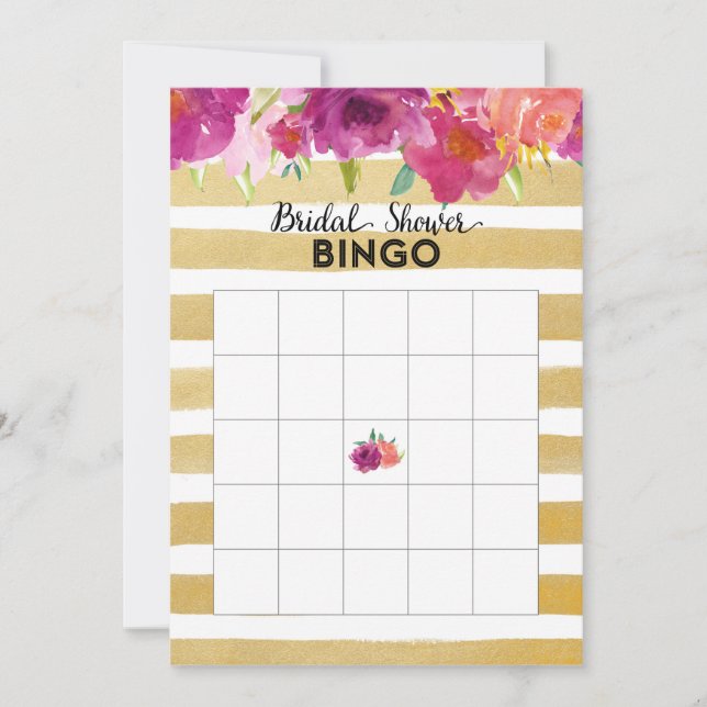 Blume für Aquarellbilder Brautparty Bingokarte (Vorderseite)