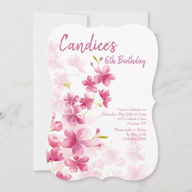 Blume für Aquarellbilder Einladung (Vorderseite)