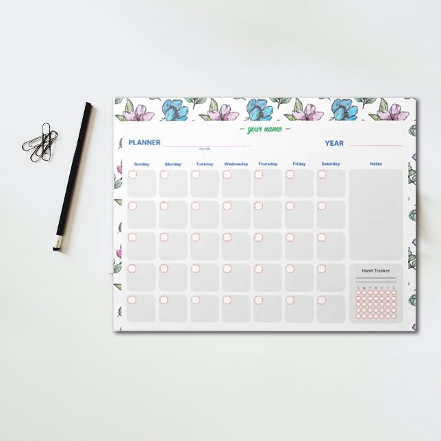 Blume für Aquarellbilder personalisieren Notizblock (Von Creator hochgeladen)