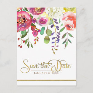 Blume für Aquarellblumen Moderne Save the Date Ankündigungspostkarte