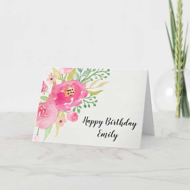 Blume für Aquarellen - Benutzerdefinierte Geburtst Karte (Vorderseite)
