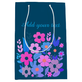 Blume für Aquarellfarben Benutzerdefinierter Text Mittlere Geschenktüte