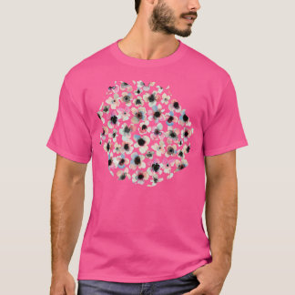 Blume für Aquarellfarben Blau Rosa T-Shirt