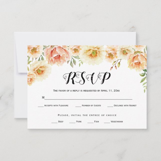Blume für Aquarellfarben Hochzeitsstiftung RSVP-Ka RSVP Karte (Vorderseite)