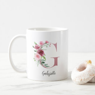 Blume für Aquarellfarben Monogramm Pink G Individu Kaffeetasse