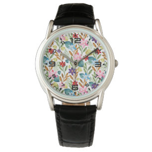 Blume für Aquarellfarben Muster-67666 Armbanduhr