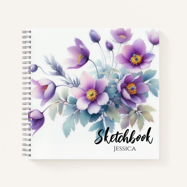 Blume für Aquarellfarben Notizbuch (Vorderseite)