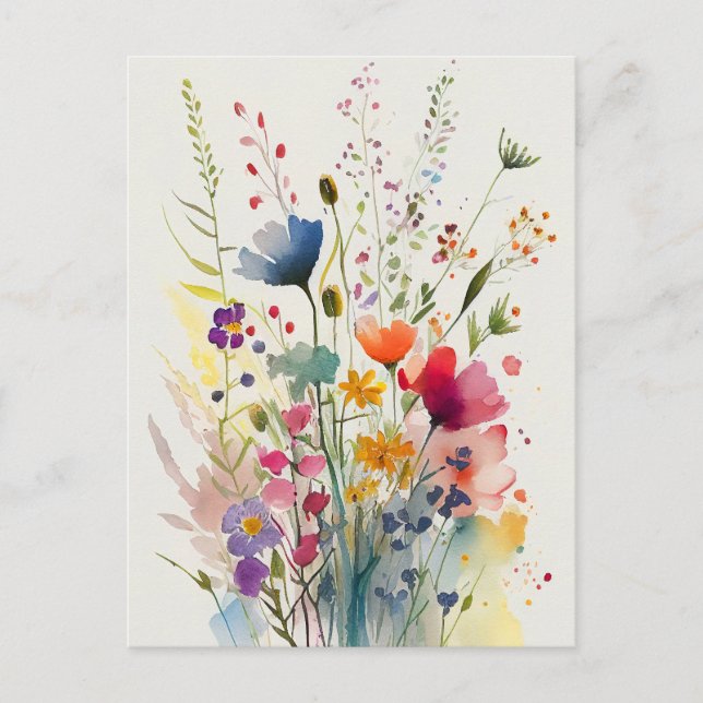 Blume für Aquarellfarben Postkarte (Vorderseite)