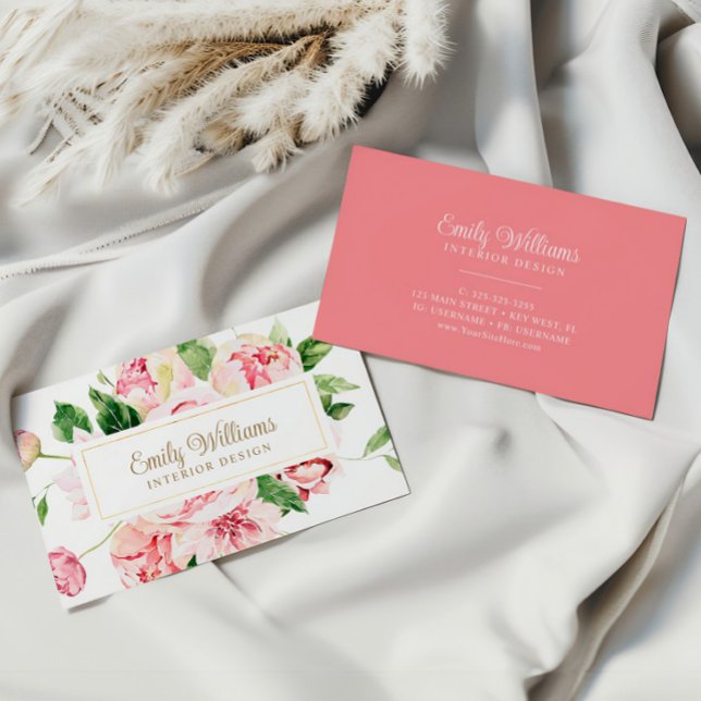Blume für Aquarellfarben, rosa Peonys - Visitenkar Visitenkarte (Von Creator hochgeladen)