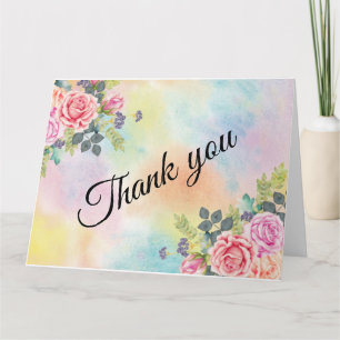 Blume für Aquarellgrün Rosa Hinweis Karte