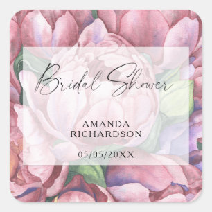 Blume für Aquarellmuster - Brautparty Quadratischer Aufkleber